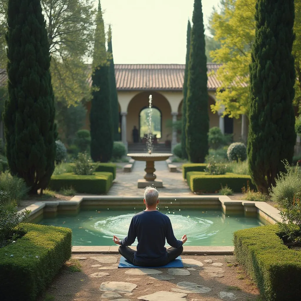 Meditazione in un giardino italiano